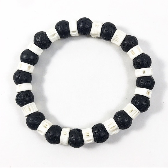 (1) Essential Oil Shark Bone Lava Bracelet - Picture 5 of 6